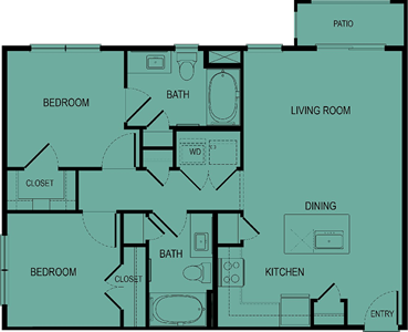 B1-Mesquite - Two Bedroom / Two Bath - 900 Sq. Ft.*